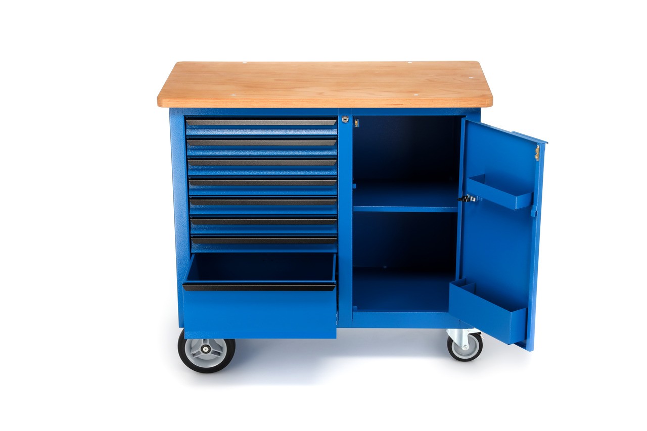 1504 0701 Banco de trabajo con ruedas con 8 Cajones