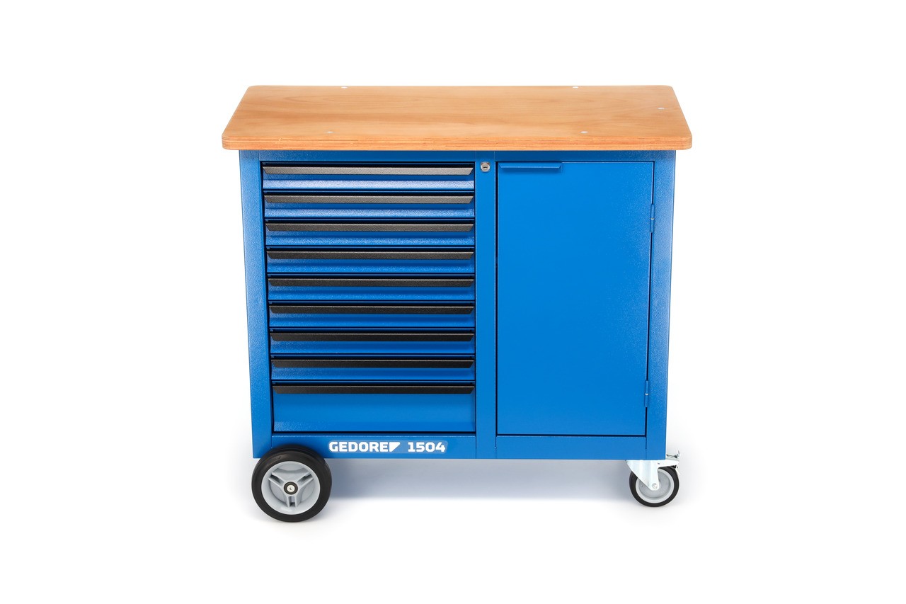 1504 0810 Banco de trabajo con ruedas con 9 Cajones