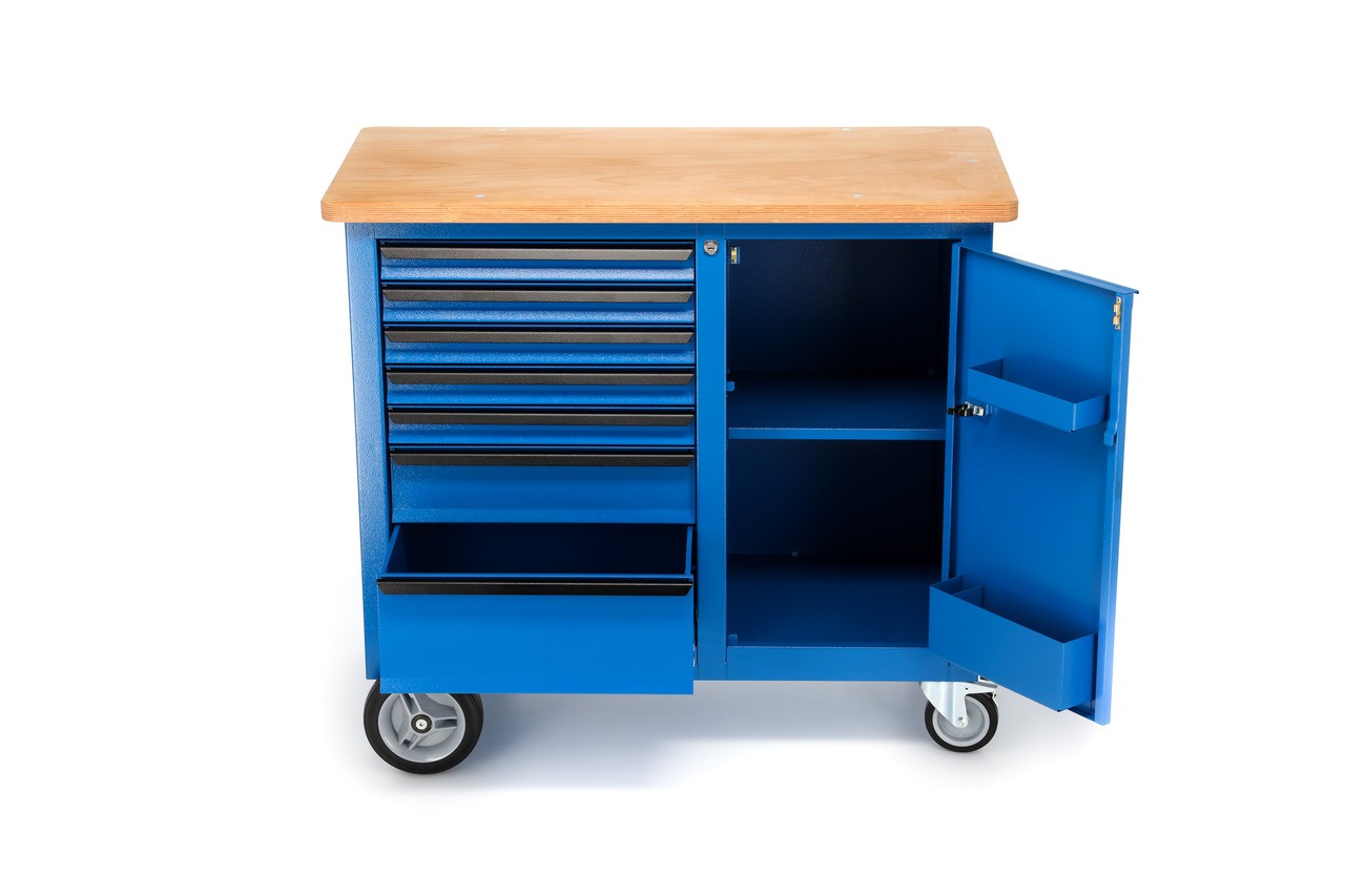 1504 0511 Banco de trabajo con ruedas con 7 Cajones