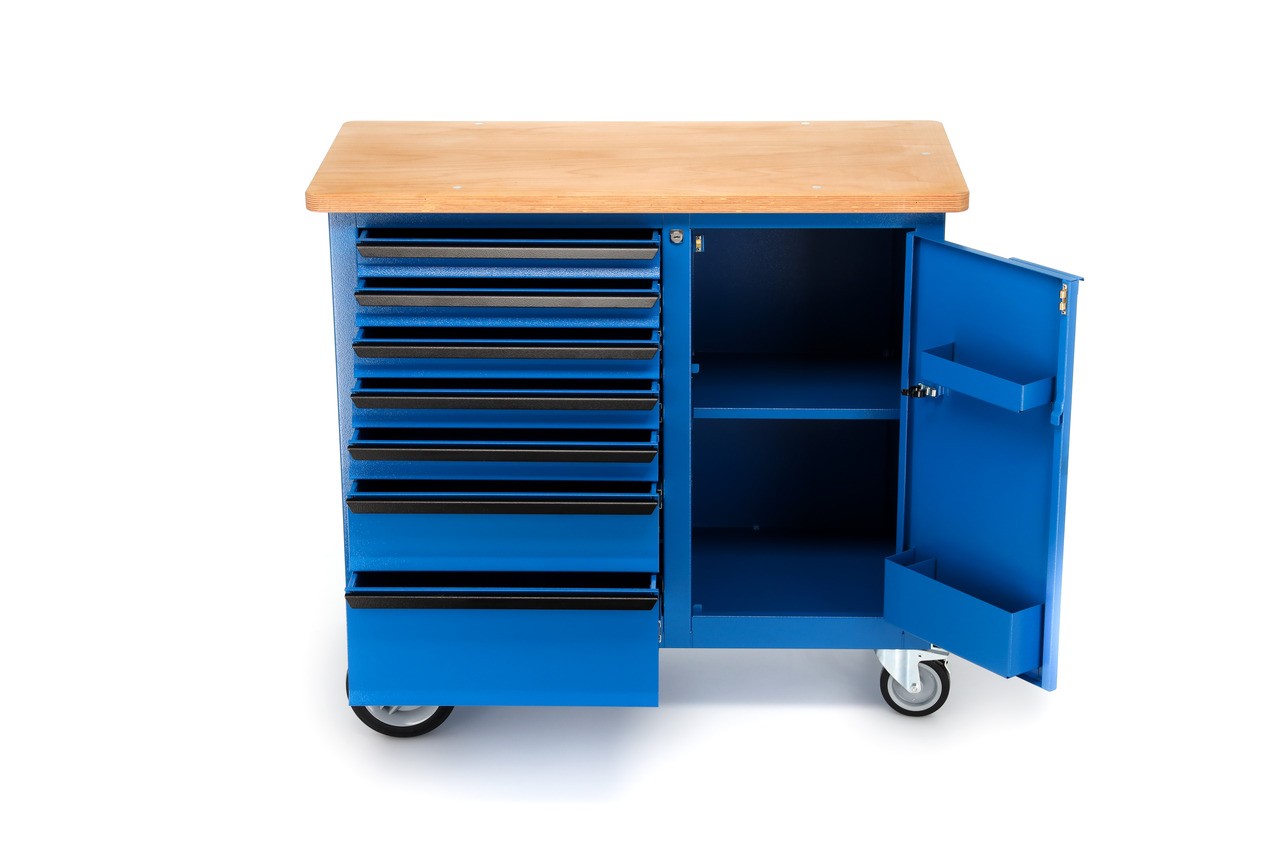 1504 0511 Banco de trabajo con ruedas con 7 Cajones