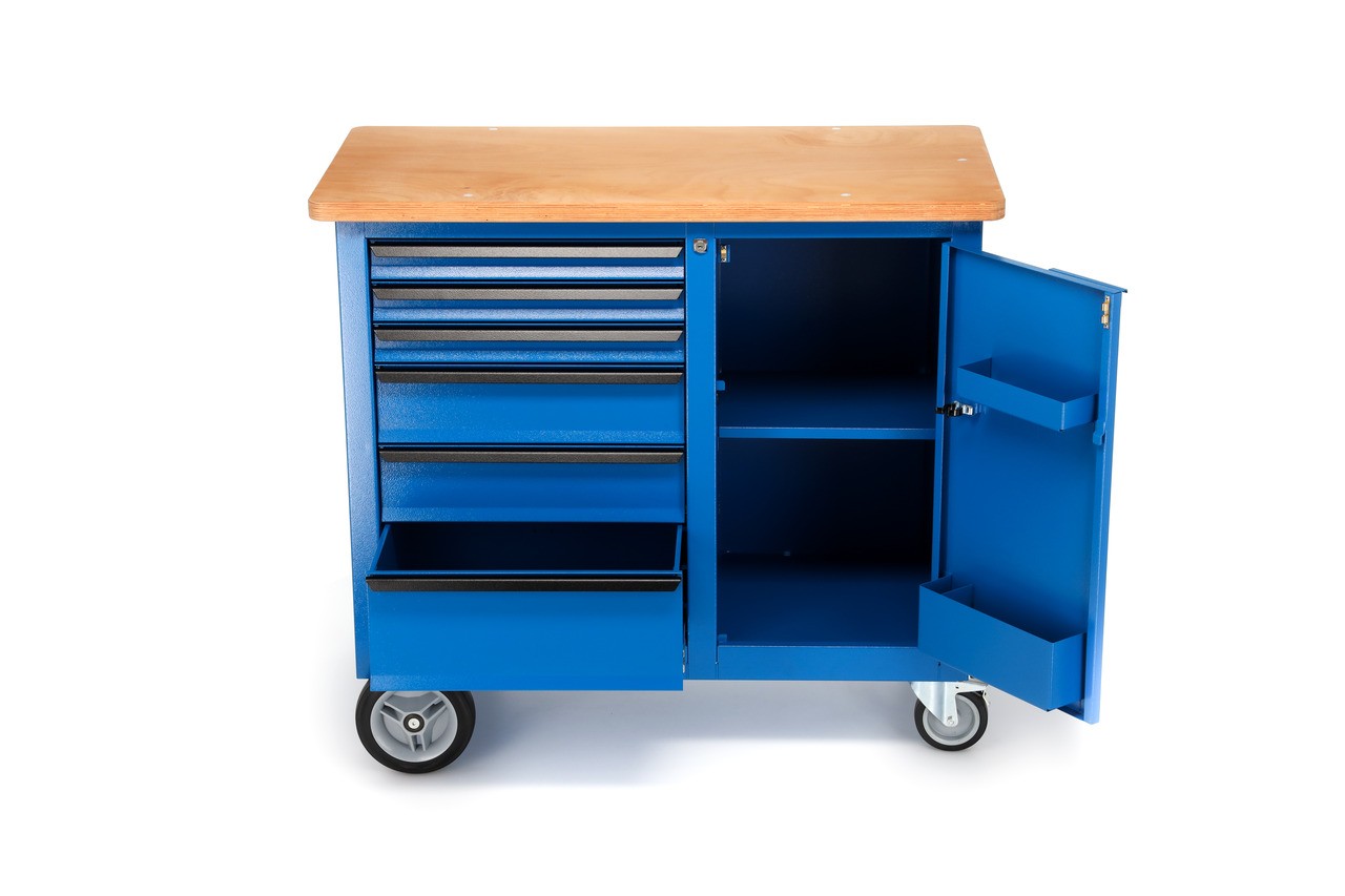 1504 0321 Banco de trabajo con ruedas con 6 Cajones