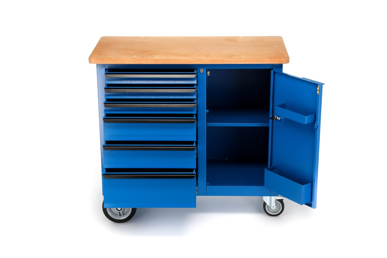 1504 0321 Banco de trabajo con ruedas con 6 Cajones