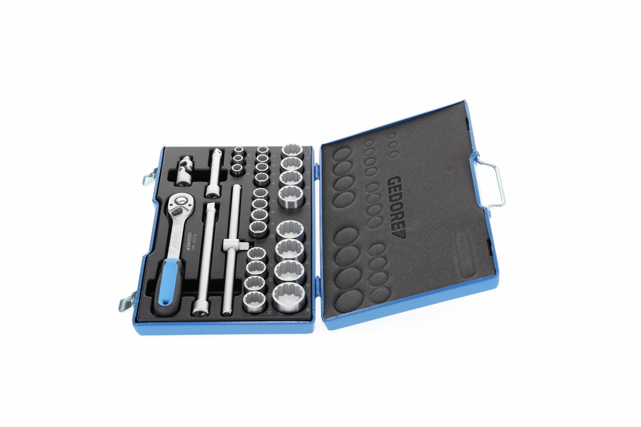 D 19 VMU-10 Juego de llaves de vaso 1/2" 28 piezas UD 10-36 mm