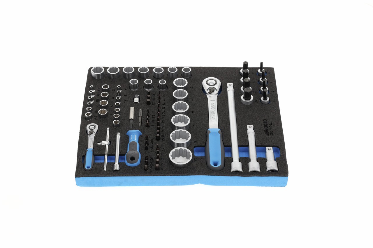 TS CT2-D19-D20 Juego de llaves de vaso 1/4"+1/2" en módulo 2/4 Check-Tool