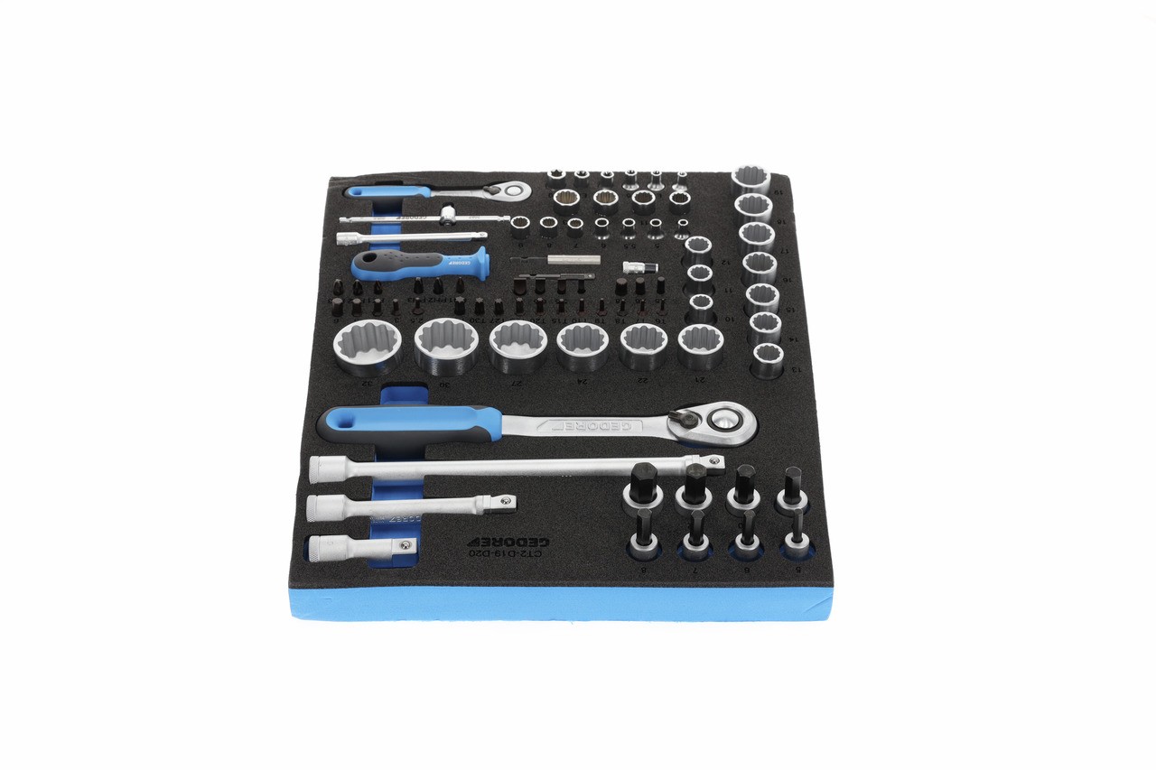 TS CT2-D19-D20 Juego de llaves de vaso 1/4"+1/2" en módulo 2/4 Check-Tool