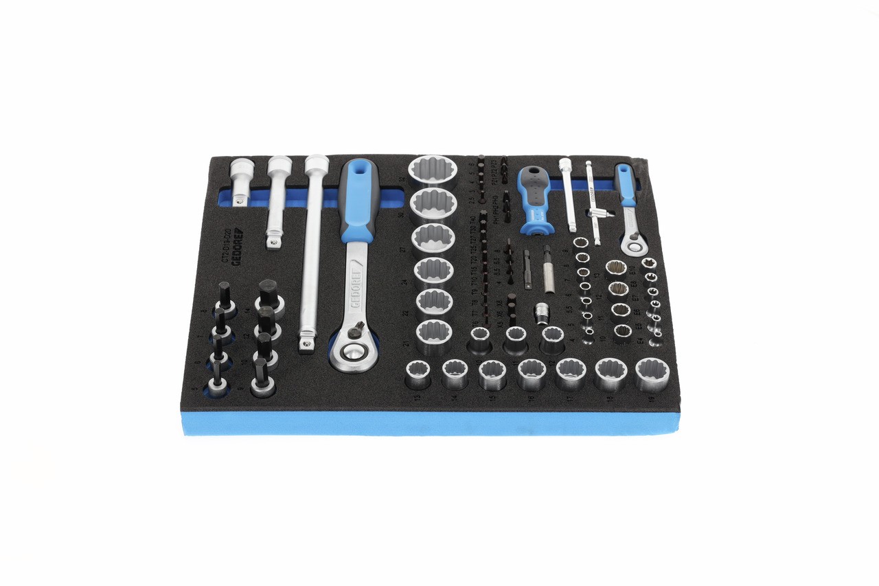 TS CT2-D19-D20 Juego de llaves de vaso 1/4"+1/2" en módulo 2/4 Check-Tool