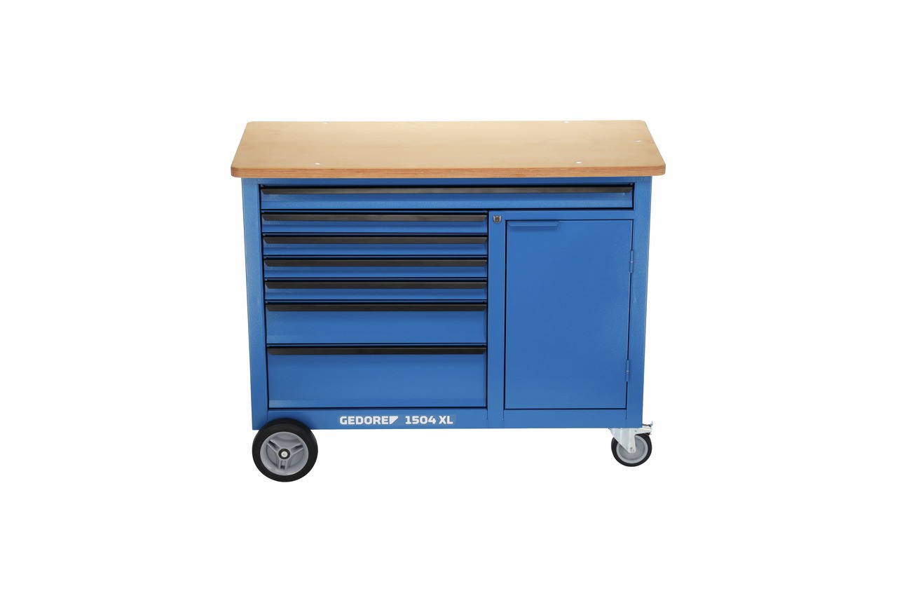 1504 XL 1411 Banco de trabajo con ruedas 1,25 m de ancho con 7 cajones