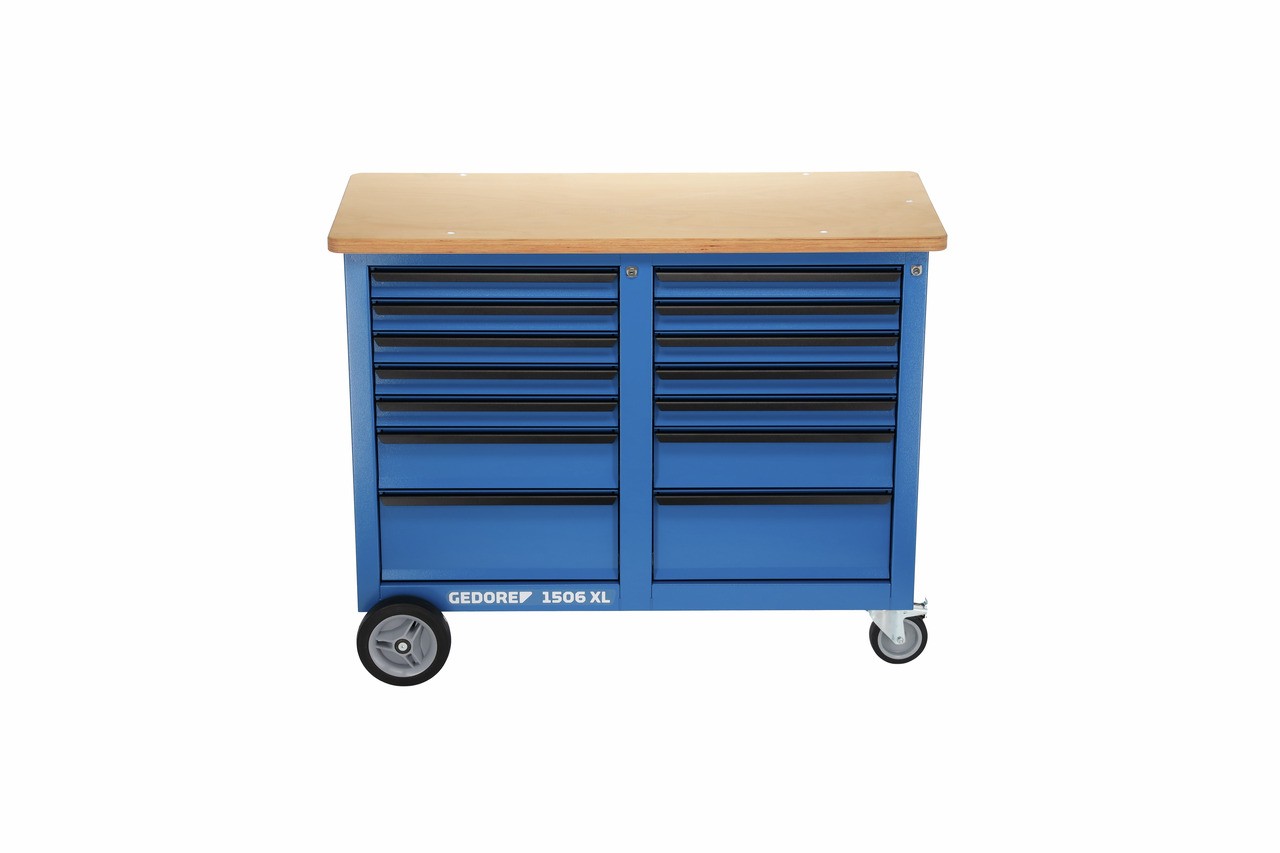 1506 XL 2511 Banco de trabajo con ruedas 1,25 m Ancho con 2x 7 cajones
