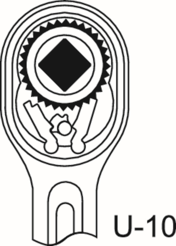 2093 U-10 Carraca reversible 1/4" 127 mm