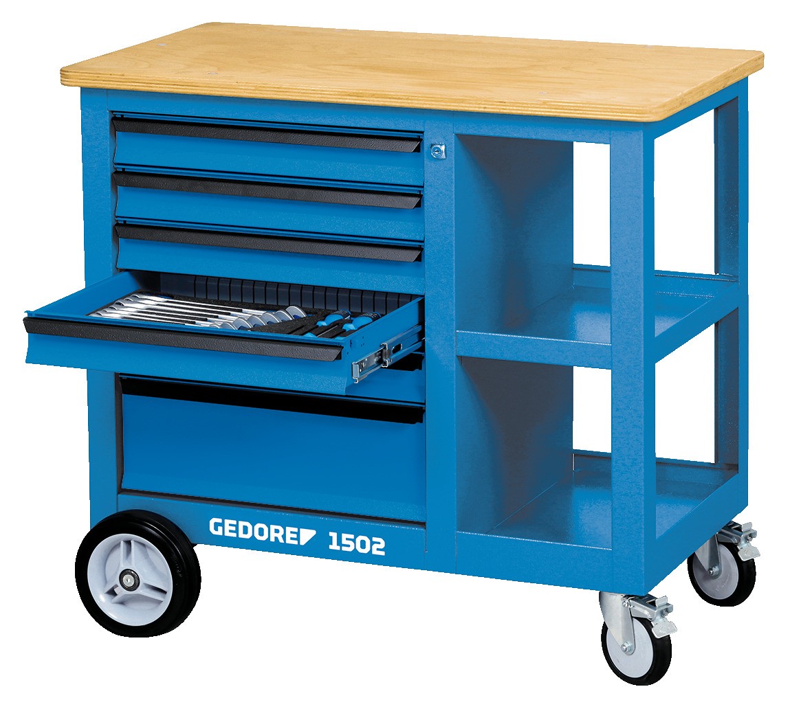 1502 Banco de trabajo con ruedas con 6 Cajones
