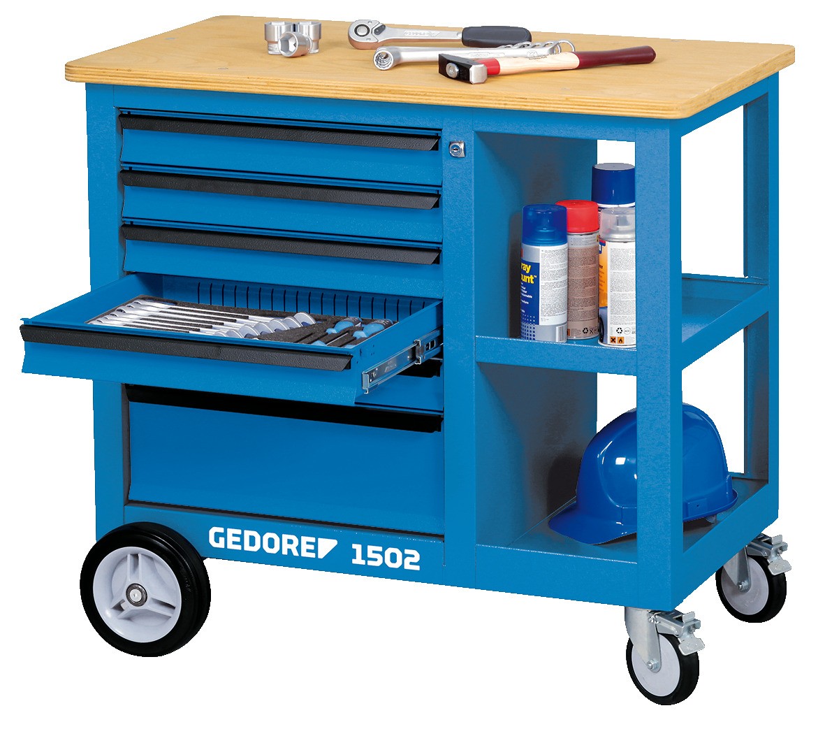 1502 Banco de trabajo con ruedas con 6 Cajones
