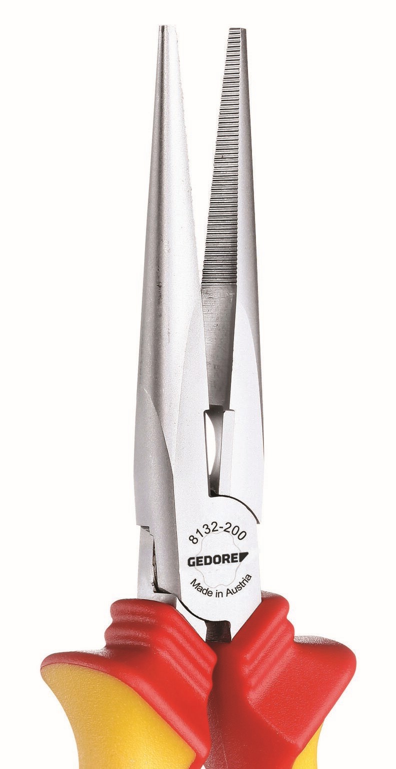 VDE 8132-200 H Alicate de punta redonda VDE con aislamiento de funda 200 mm