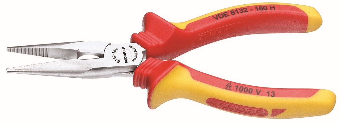 SB VDE 8132-200 H Alicate de punta redonda VDE con aislamiento de funda 200 mm