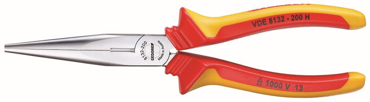 VDE 8132-200 H Alicate de punta redonda VDE con aislamiento de funda 200 mm