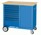 1504 0701 Banco de trabajo con ruedas con 8 Cajones