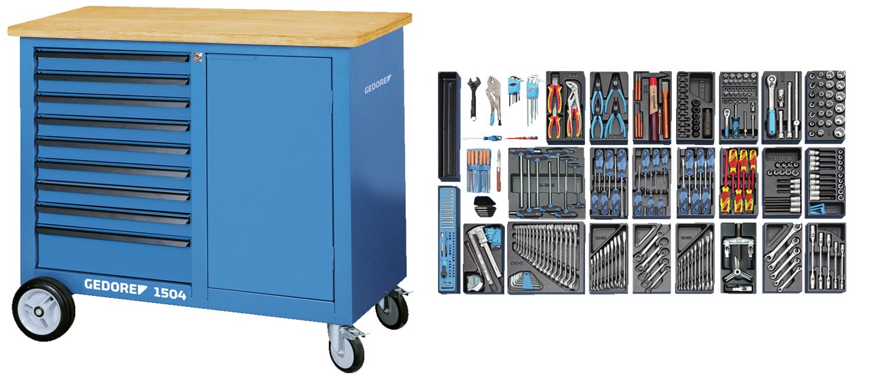 Banco de trabajo 1504 EU con 325 piezas de herramientas profesionales