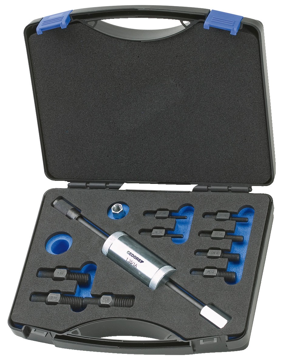 1.81/K-12 Juego de adaptadores de rosca con martillo deslizante 700 g, 11 -te piezas