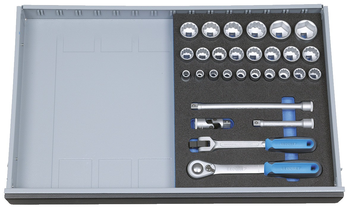 2005 CT2-D 19 Juego de llaves de vaso 1/2" en módulo Check-Tool, 29 piezas