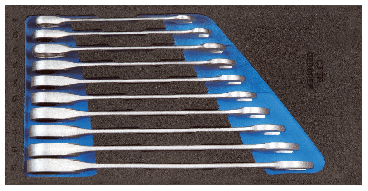 1500 CT1-7 R Juego de llaves de boca con carraca de anillo en 1/3 módulo de herramientas de control