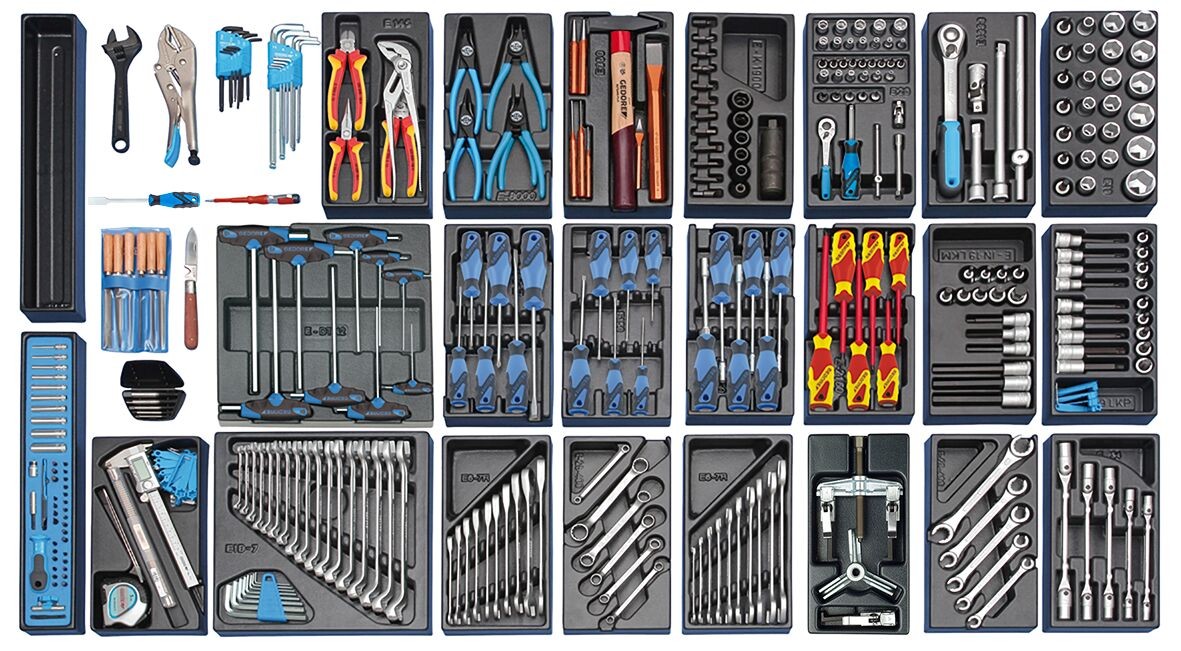 1504 EU Banco de trabajo con ruedas con surtido