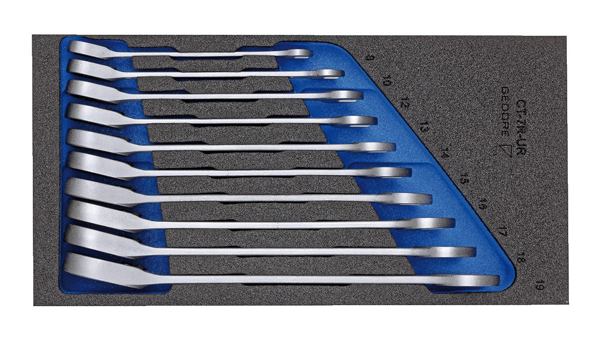 1500 CT1-7 UR Juego de llaves de trinquete combinadas, reversibles a 1/3 del módulo de herramientas de control