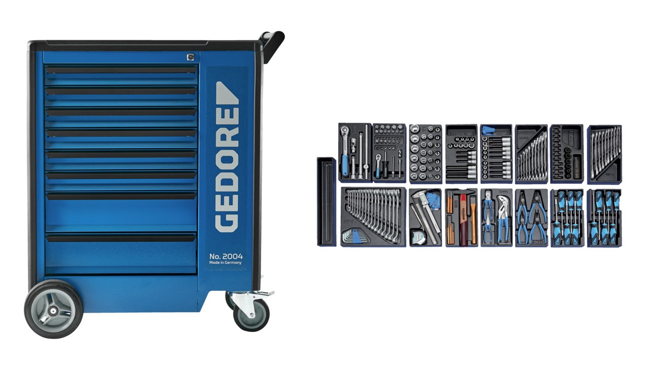 1500 ES-02-2004 Carro de herramientas con 207 conjunto de herramientas en 4 partes