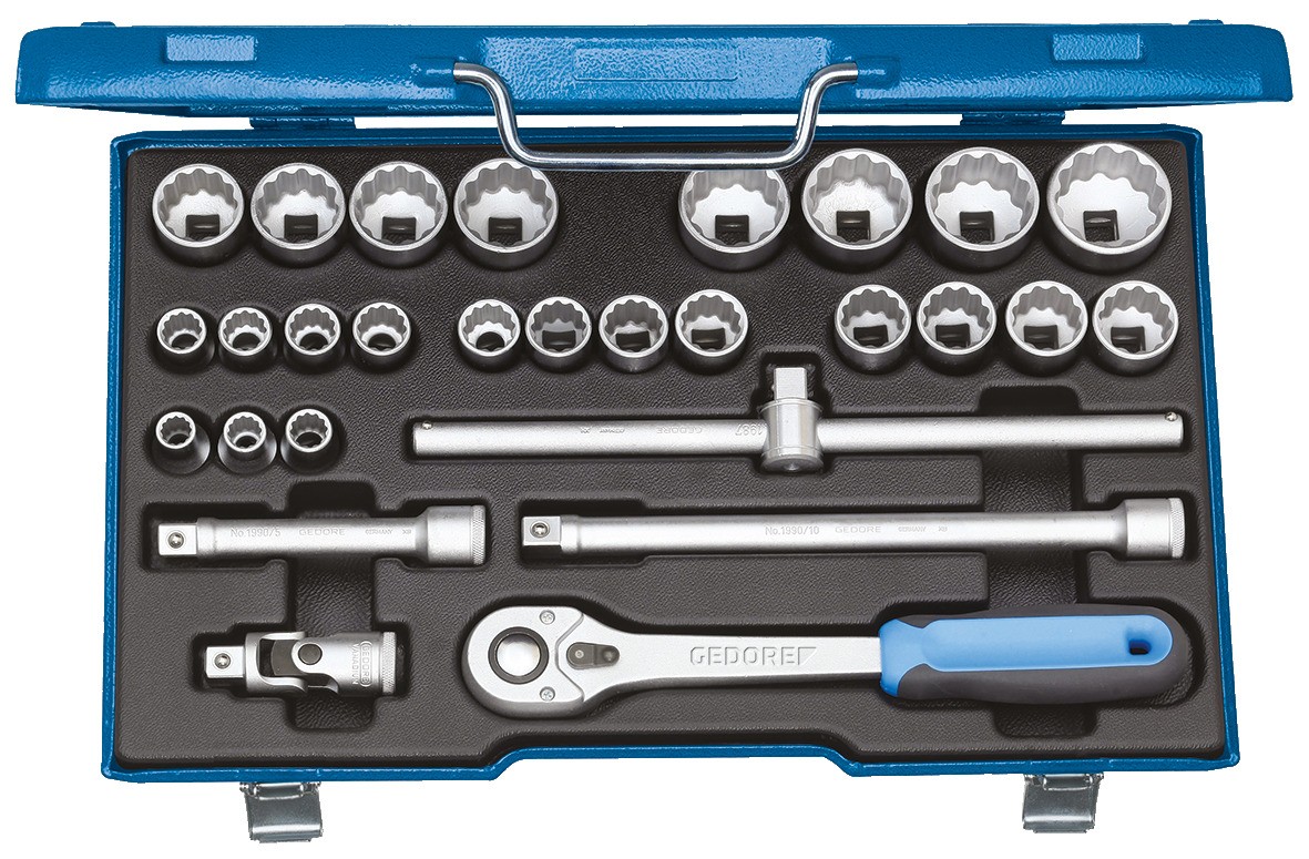 D 19 VMU-10 Juego de llaves de vaso 1/2" 28 piezas UD 10-36 mm