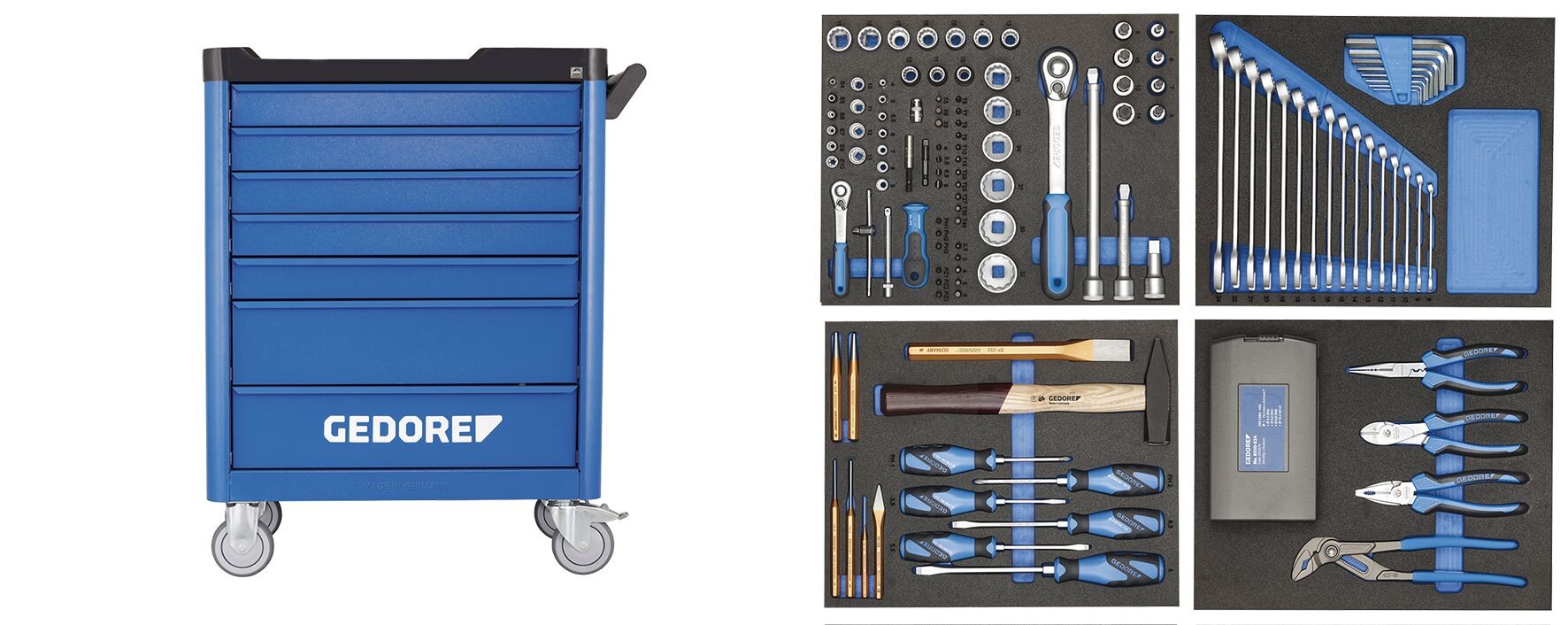 WSL-L-TS-147 Carro porta-herramientas workster smartline con surtido de herramientas, 147 piezas