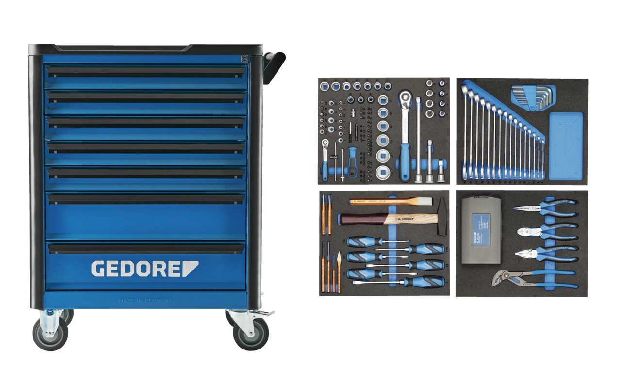 WHL-L-TS-147 Carro de herramientas Workster Highline con 147 conjunto de herramientas de 5 partes