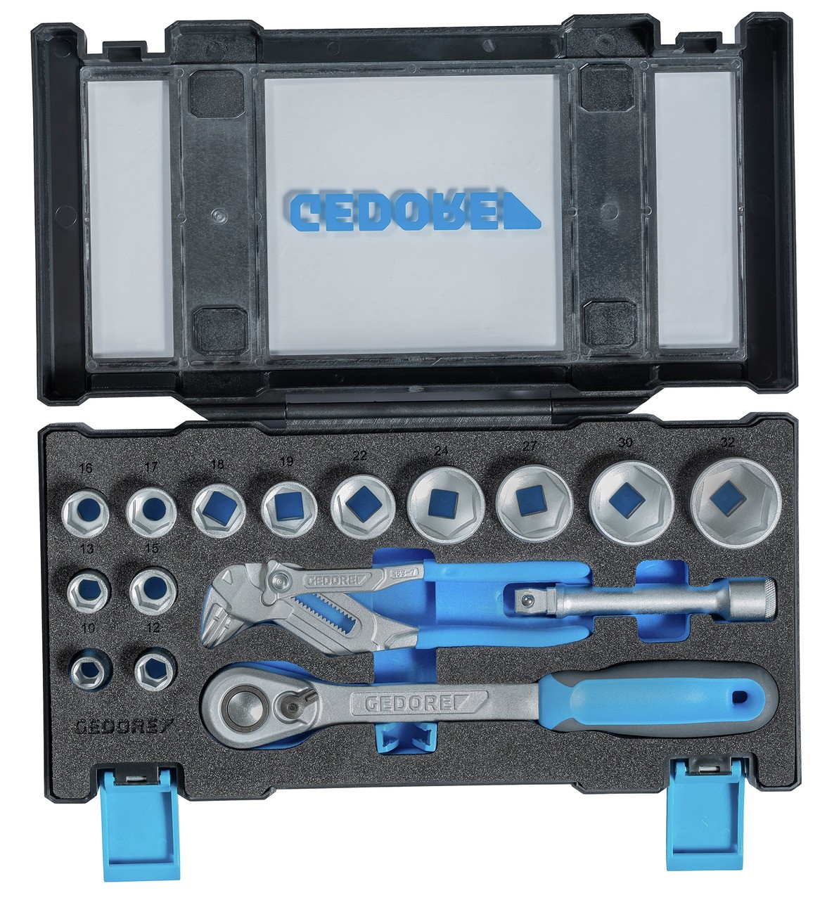 19 DMU 183 Juego de llaves de vaso con tenaza llave