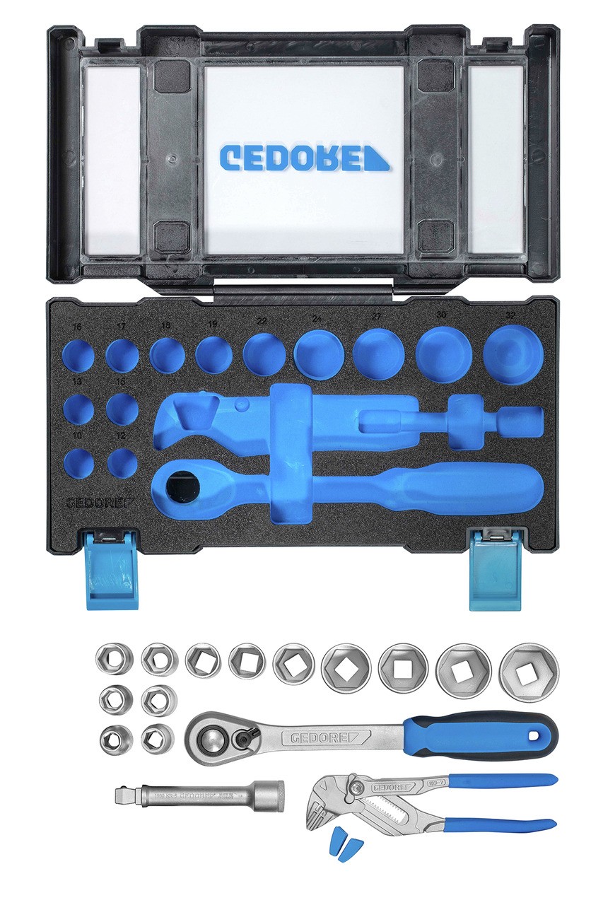 19 DMU 183 Juego de llaves de vaso con llave de alicates