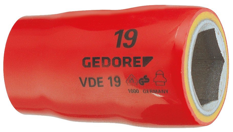 VDE 19 19 Vaso para llave de vaso VDE 1/2" hexagonal 19 mm