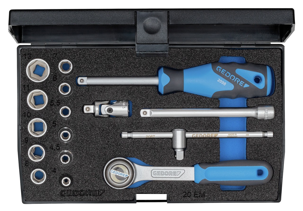 20 EM Juego de llaves de vaso 1/4