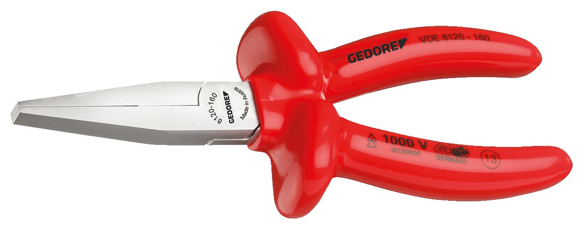 VDE 8120-160 Alicate plano VDE con aislamiento por inmersión 160 mm