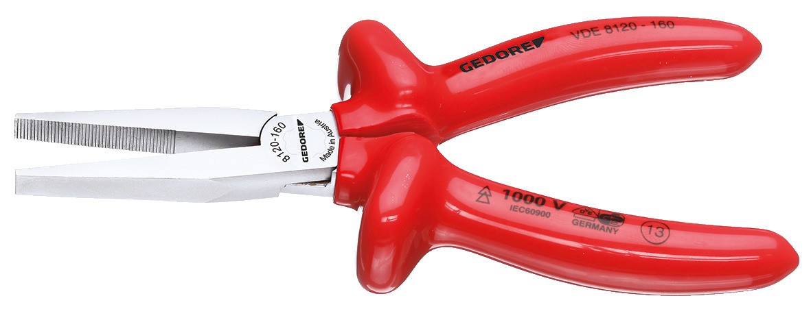 VDE 8120-160 Alicate plano VDE con aislamiento por inmersión 160 mm