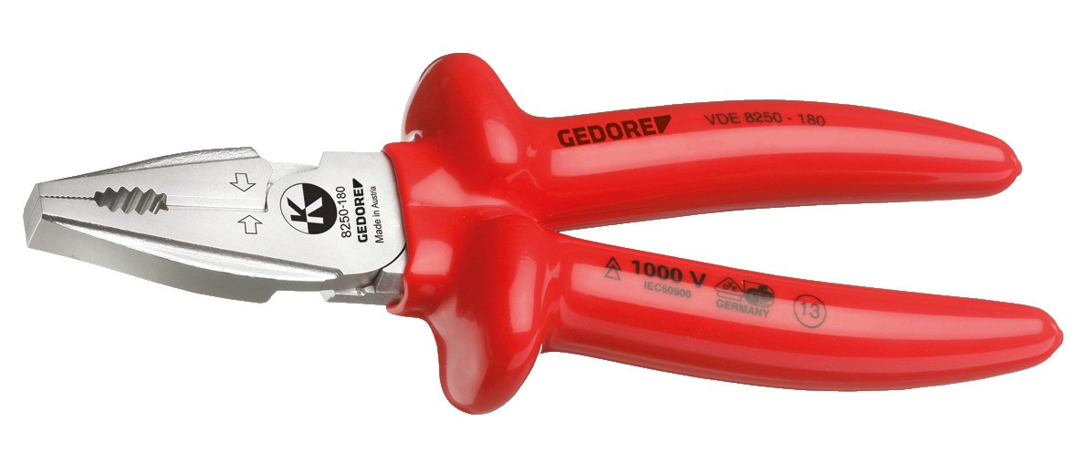 VDE 8250-160 Alicate combinado de alta resistencia VDE con aislamiento por inmersión 160 mm