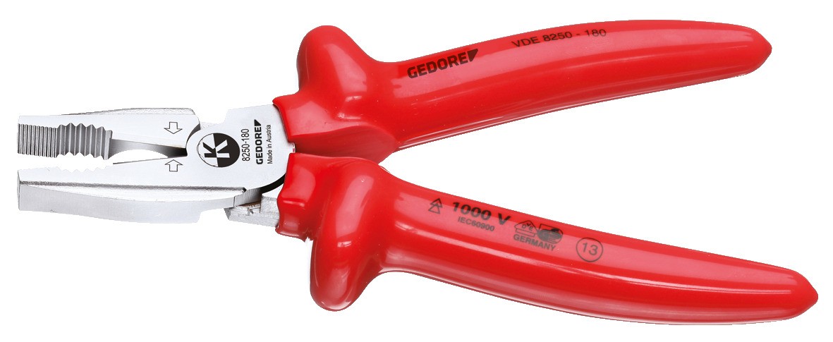 VDE 8250-160 Alicate combinado de alta resistencia VDE con aislamiento por inmersión 160 mm