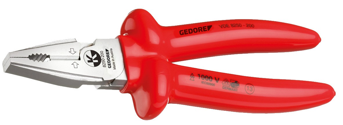 VDE 8250-200 Alicate combinado de alta resistencia VDE con aislamiento por inmersión 200 mm