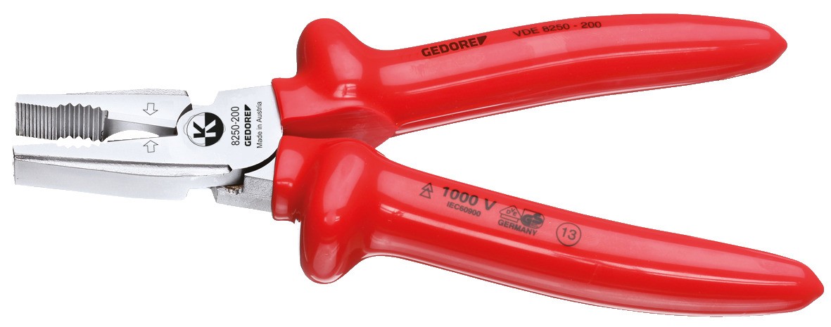 VDE 8250-200 Alicate combinado de alta resistencia VDE con aislamiento por inmersión 200 mm