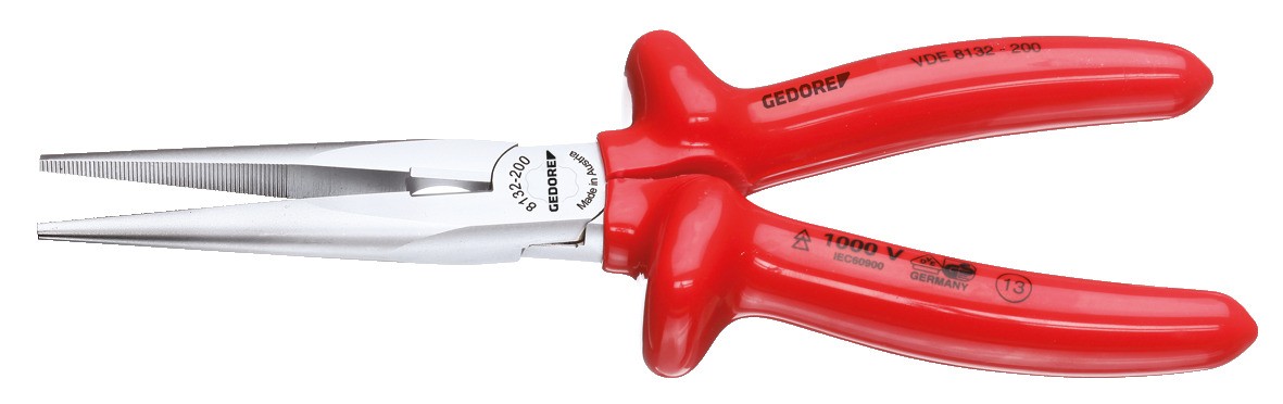 VDE 8132-160 Alicate de punta redonda VDE con aislamiento por inmersión 160 mm