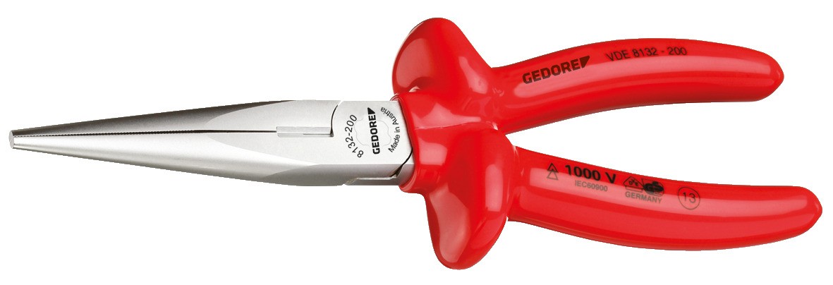 VDE 8132-160 Alicate de punta redonda VDE con aislamiento por inmersión 160 mm