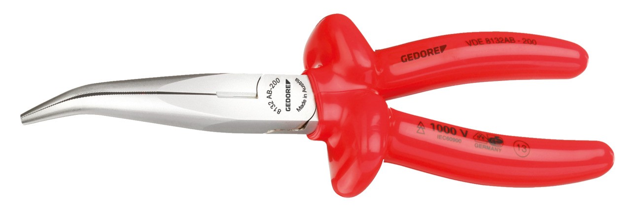 VDE 8132 AB-200 Alicate de punta redonda VDE con aislamiento por inmersión 200 mm