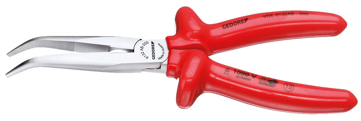VDE 8132 AB-200 Alicate de punta redonda VDE con aislamiento por inmersión 200 mm