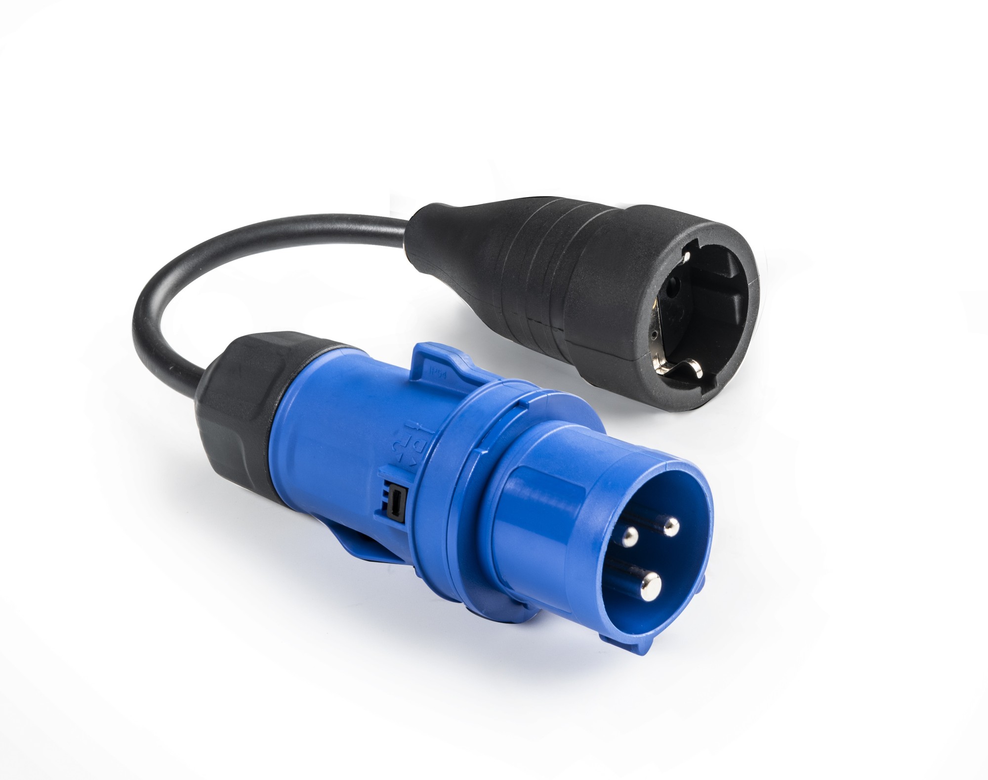 13000 | Adaptador clavija industrial 2P+T / toma schuko con prolongador IP54