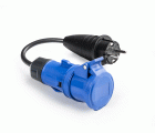 13011 | Adaptador clavija schuko 16A / toma industrial 2P+T 16A con prolongador IP54