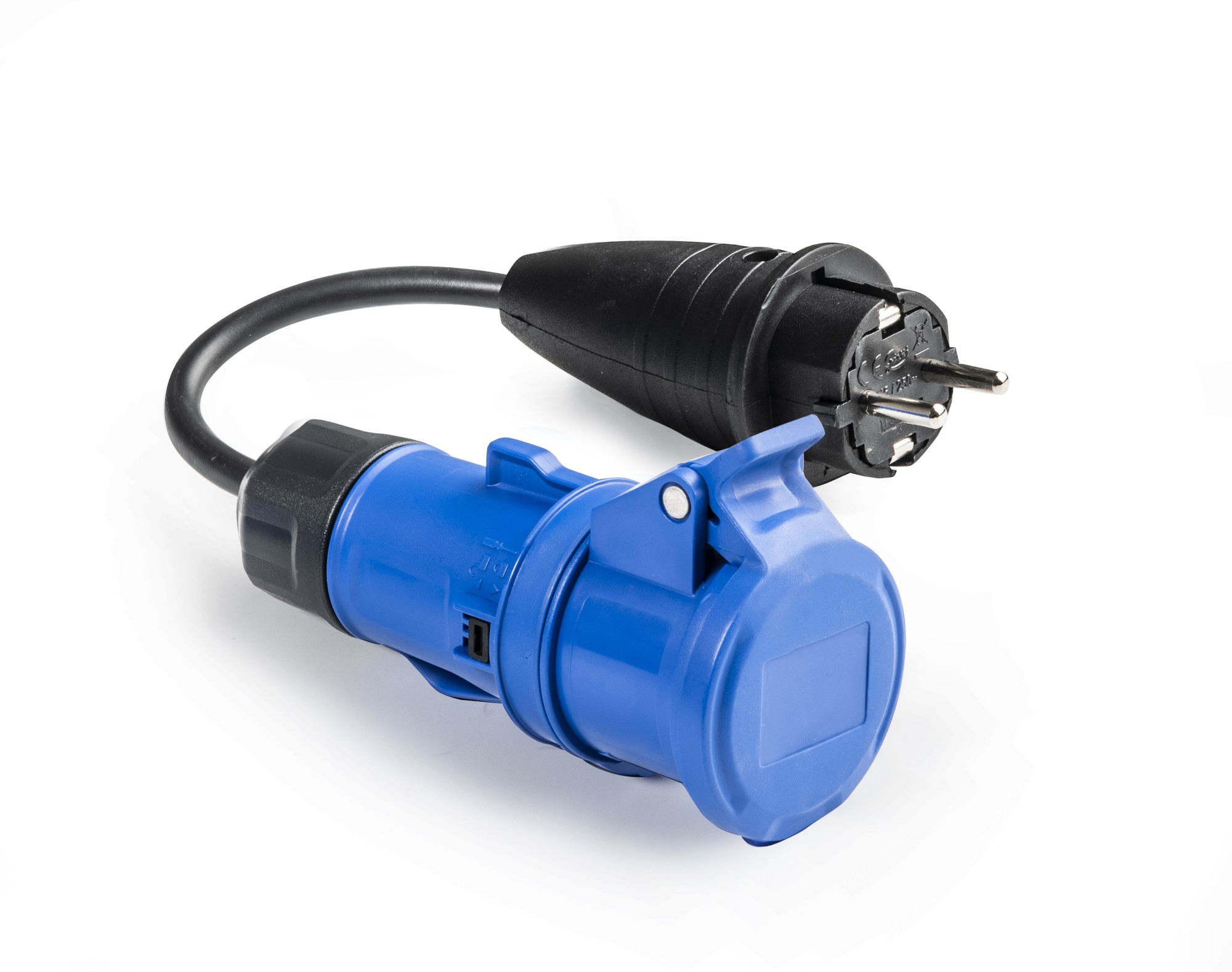 13011 | Adaptador clavija schuko 16A / toma industrial 2P+T 16A con prolongador IP54