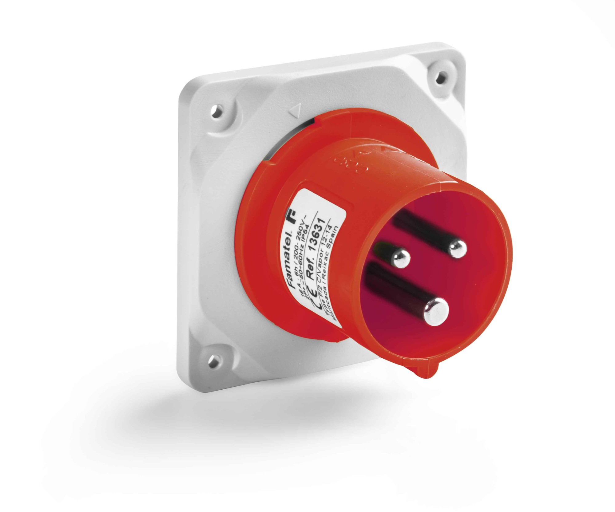 13374 | Clavija empotrar salida recta 2P+T 16A IP44/54