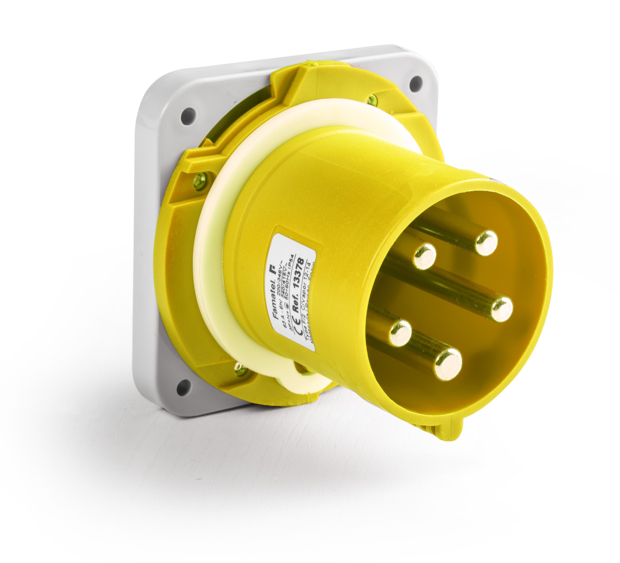 13540 | Clavija empotrar salida recta 4P+T 63A IP44/54