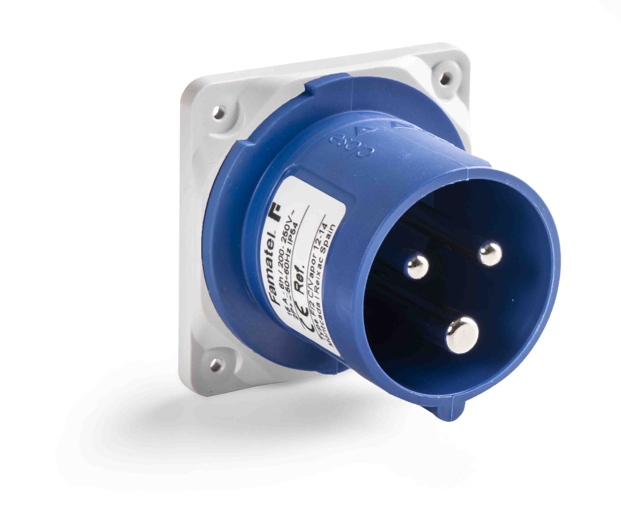 13634 | Clavija empotrar salida recta 2P+T 16A IP44/54