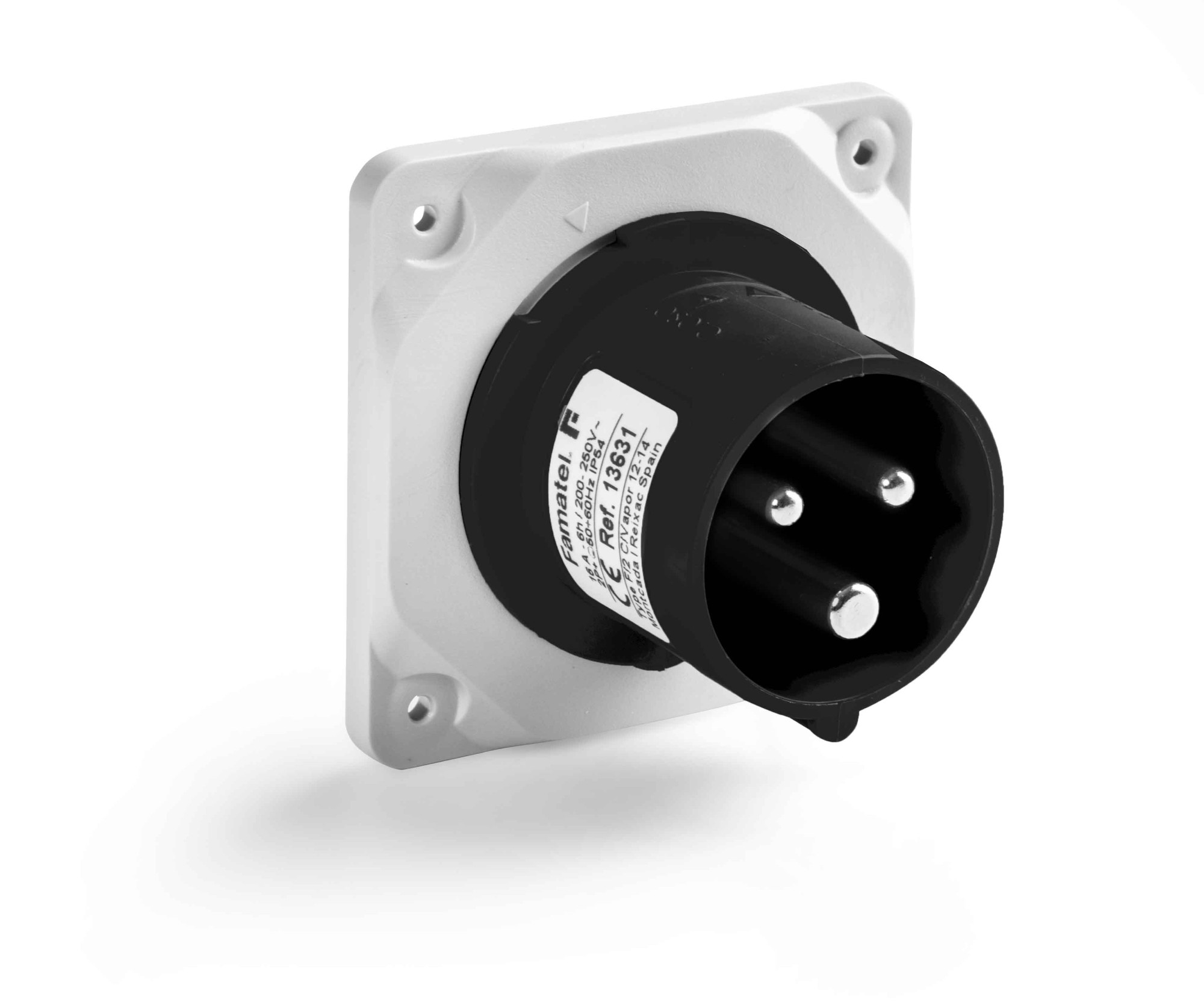 13831 | Clavija empotrar salida recta 3P+T 16A IP44/54